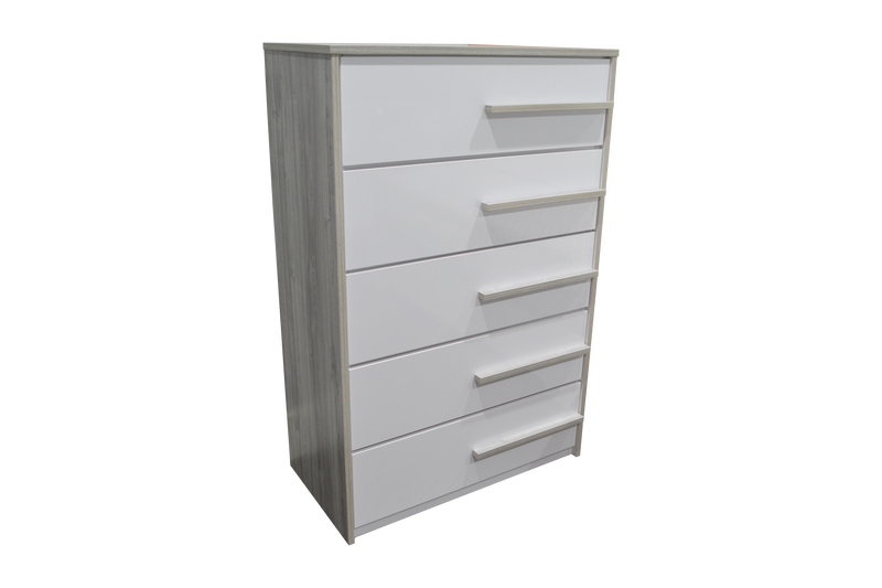Dubai Chest in Frosty Gray with White Glossy
