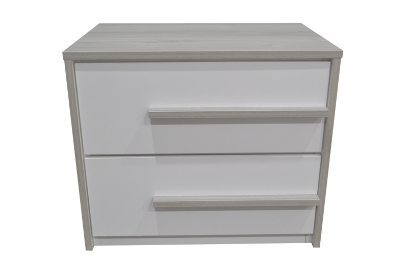 Dubai Nightstand in Frosty Gray and White Glossy Accent