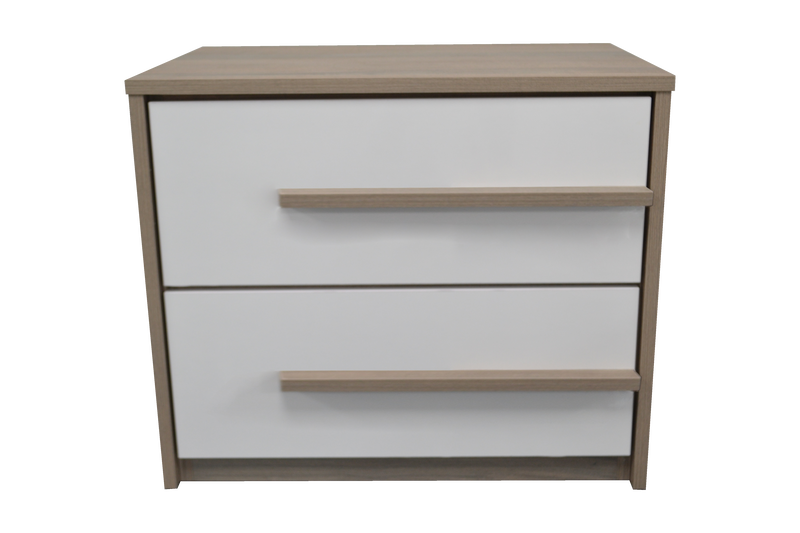 Dubai Nightstand in Sandalwood and White Glossy Accent