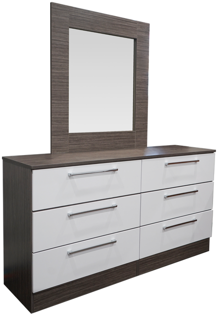 Monte Carlo Dresser in Twilight Gray with White Glossy Accent, with Optional Mirror