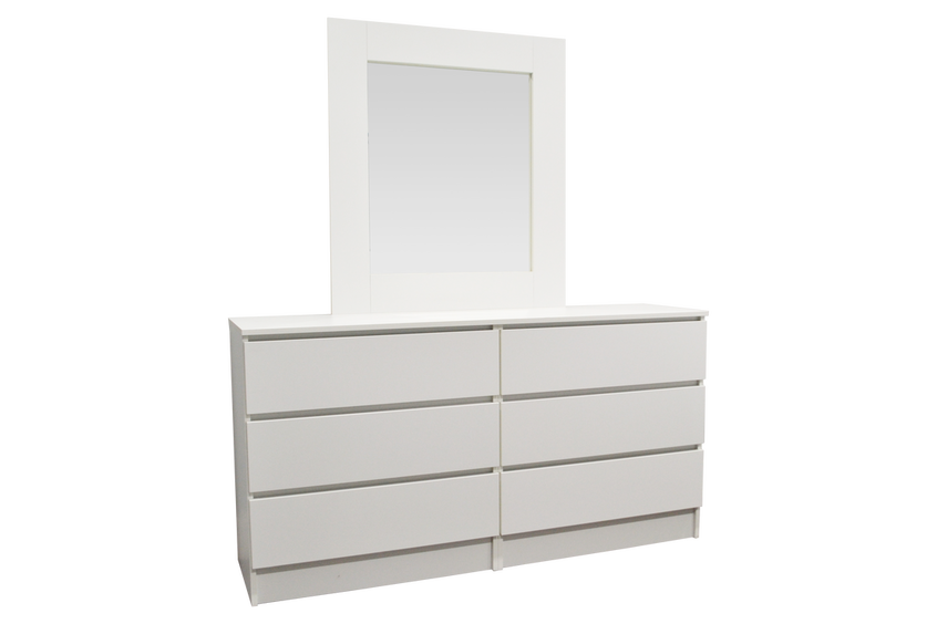 Promo Dresser in White Matte, with Optional Mirror