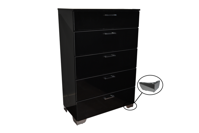 Florence Chest in Black Glossy, with Chrome Legs
