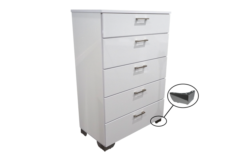 Florence Chest in White Glossy, with Chrome Legs