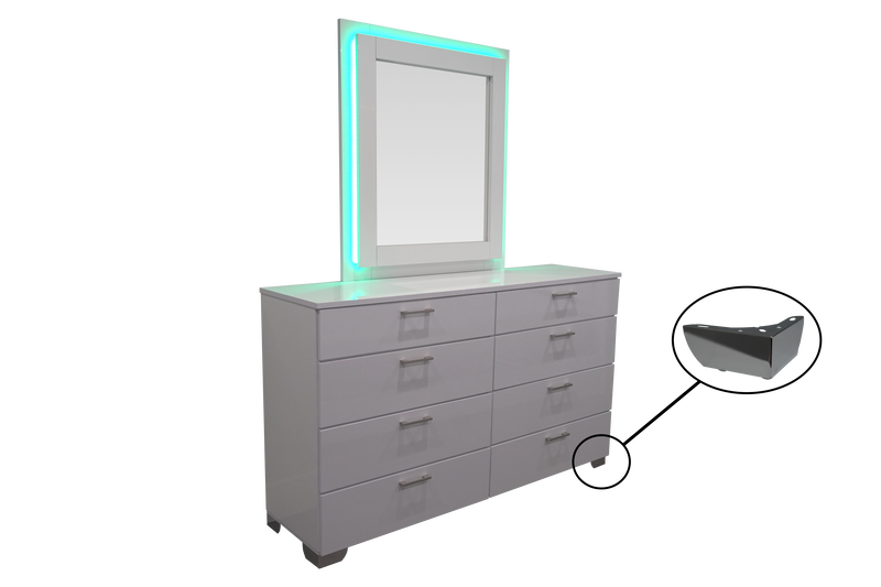 Florence Dresser in White Glossy, with Chrome Legs & Optional LED Mirror