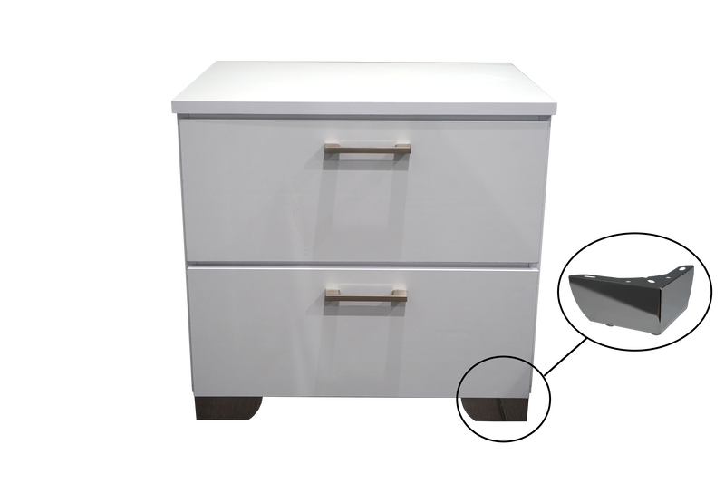 Florence Nightstand in White Glossy, with Chrome Legs