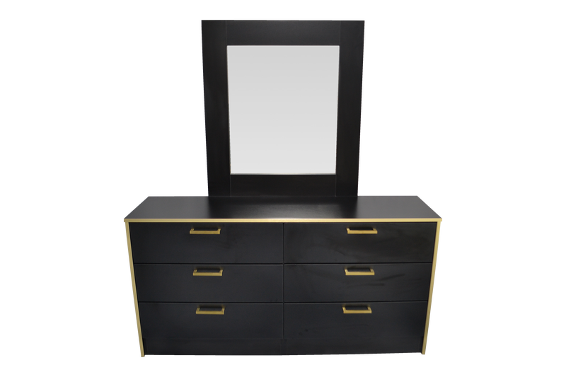 London Dresser in Black Matte with Gold Trim, with Optional Mirror