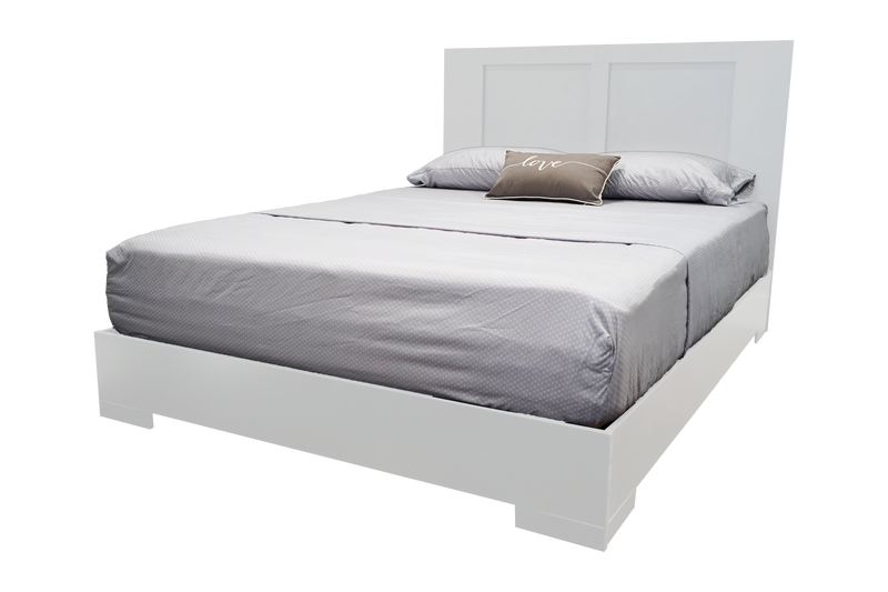 Milano Bed in White Matte with Modern Platform