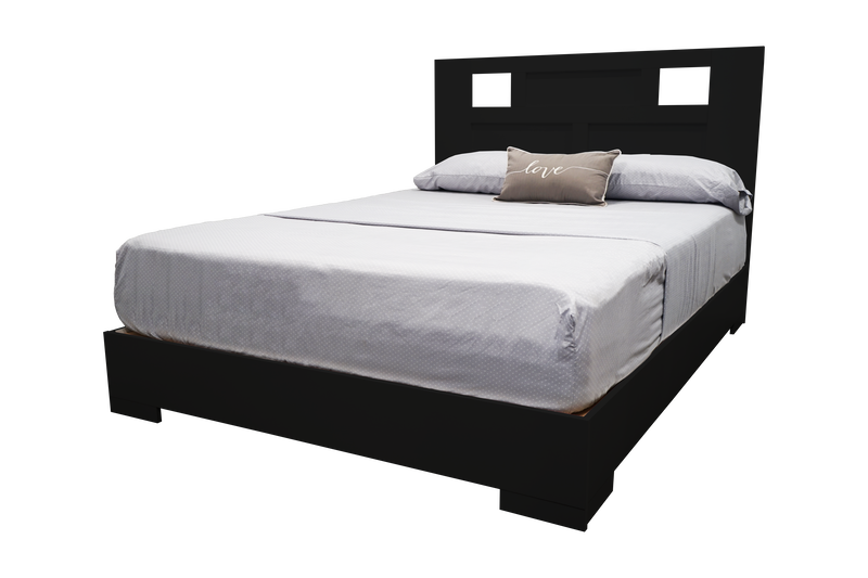 Monaco Bed in Black Matte with Modern Platform