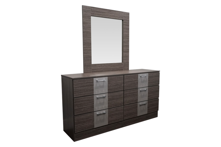 San Antonio Dresser in Twilight Gray with Silver Glossy Accent, with Optional Mirror